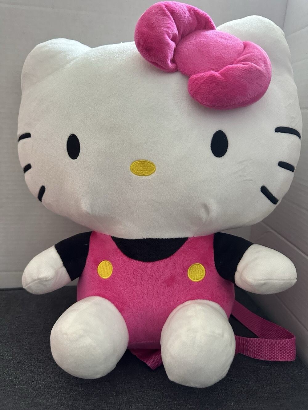 Hello Kitty Sanrio Plush Backpack 13” Pink Bow White 2024 Small Zipper Pocket